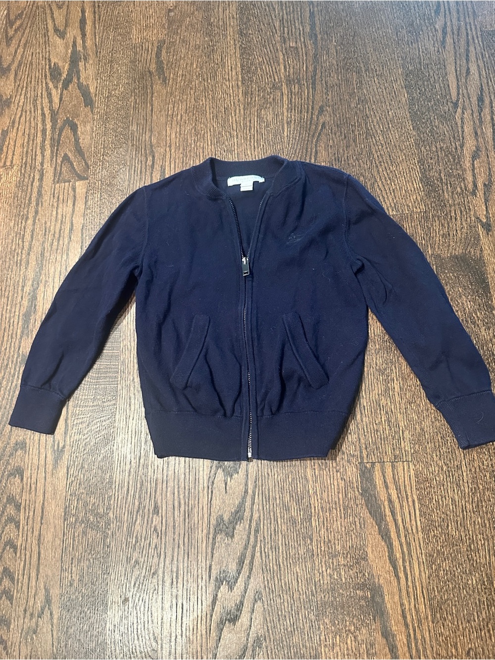 Burberry Boys Navy Zip Front Sweater Jacket Cardigan - 100% cotton